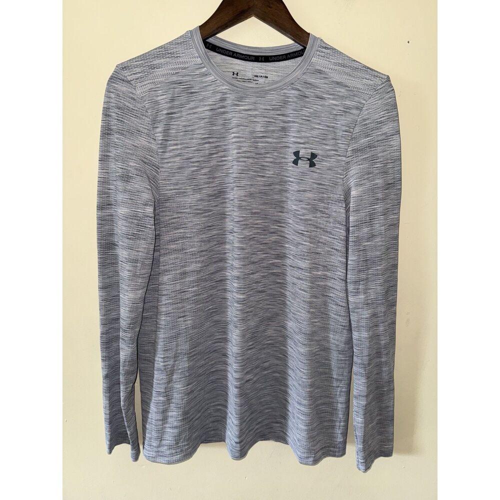 Under Armour HeatGear Fitted Long Sleeve Shirt Men's Small Gray Space Dye